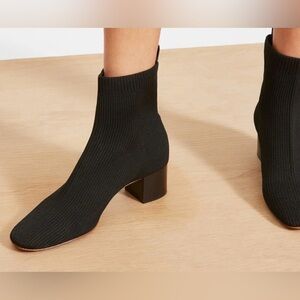 Everlane‎ The Glove Boot Black ReKnit Block Heel Ankle Bootie Size 6
